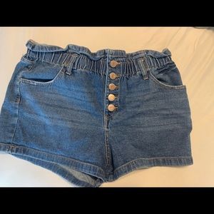 stretch blue jean shorts
